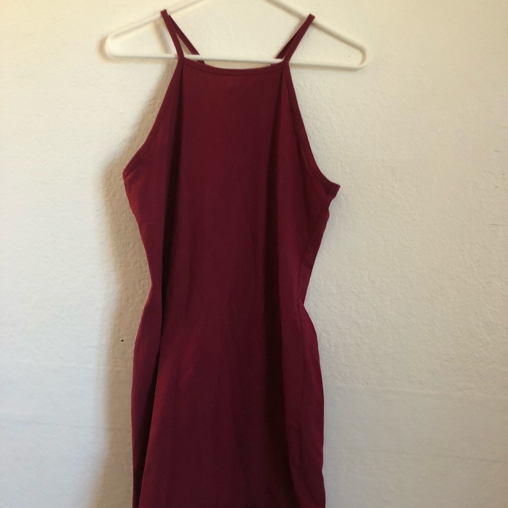 Divided Maroon halter dress